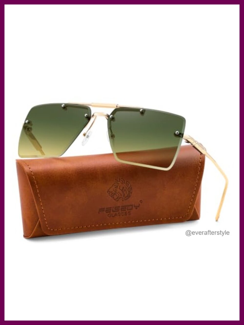 Rimless Aviator Sunglasses UV400 Gradient Lens Metal Frame Unisex